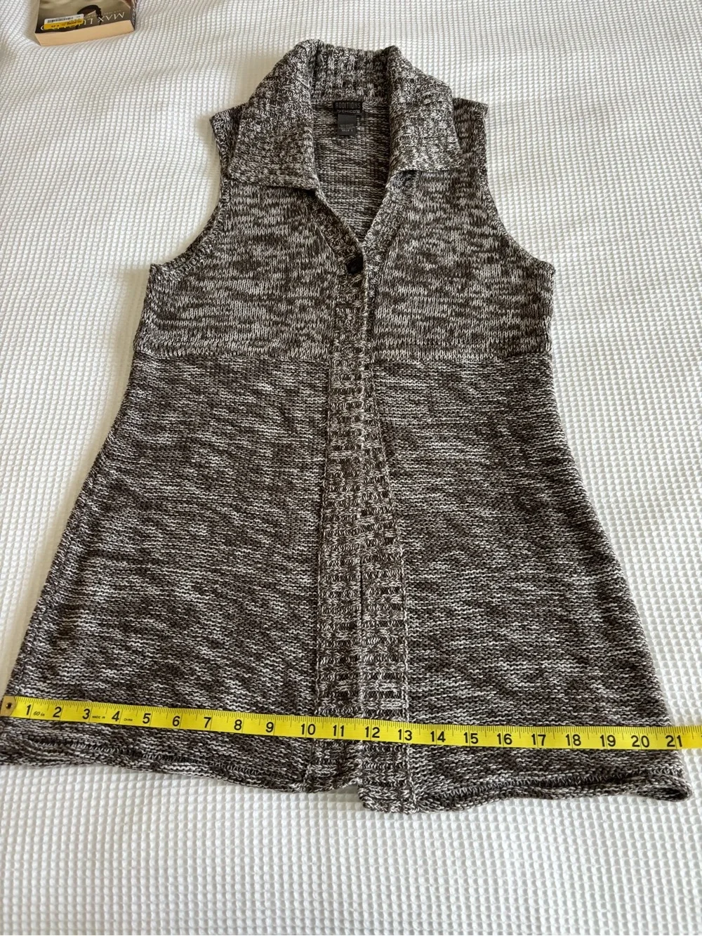 Chico's Marled Brown & Cream Shawl-Collar Cardigan
